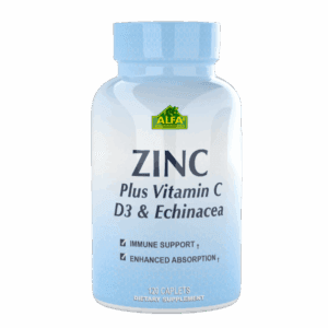 Zinc Plus Vitaminc C, Vitamin D3 y Echinacea 120 Capsulas - ALFA VITAMINS