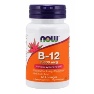 Vitamina B-12 5,000mcg + Acido Fólico 60 Tabletas Masticables - NOW Foods
