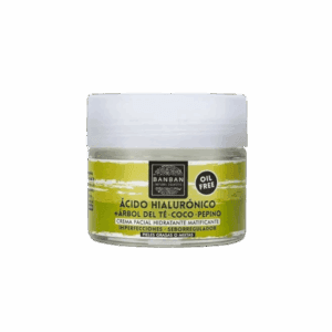 Crema Facial Banban con Ácido Hialurónico – Hidratante matificante con árbol del té, coco y pepino
