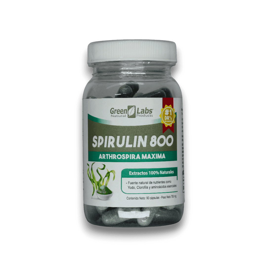 Spirulin 800 Arthrospira Maxima 90 Cápsulas - Green Labs