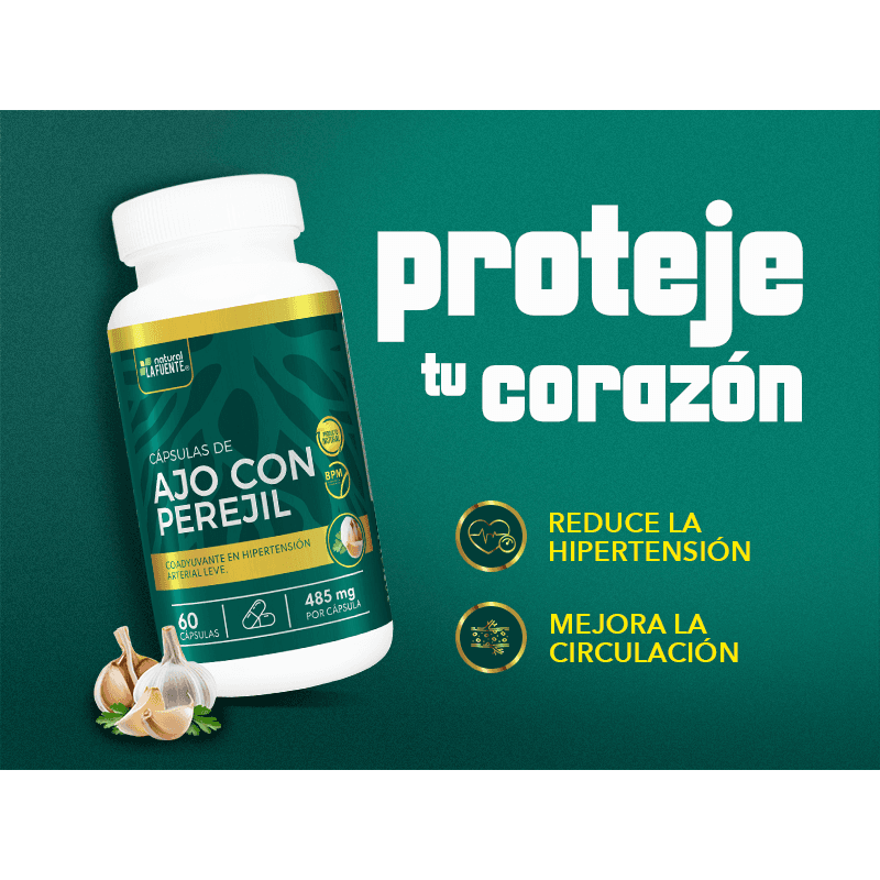 Capsulas De Ajo Con Perejil. Natural la Fuente 60 cáp. Laboratorio La Fuente