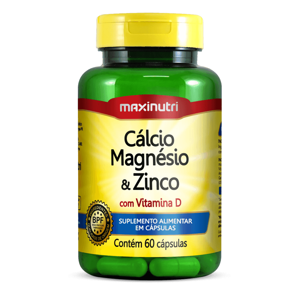 Calcio, Magnesio y Zinc con Vitamina D 60 Capsulas - Maxinutri