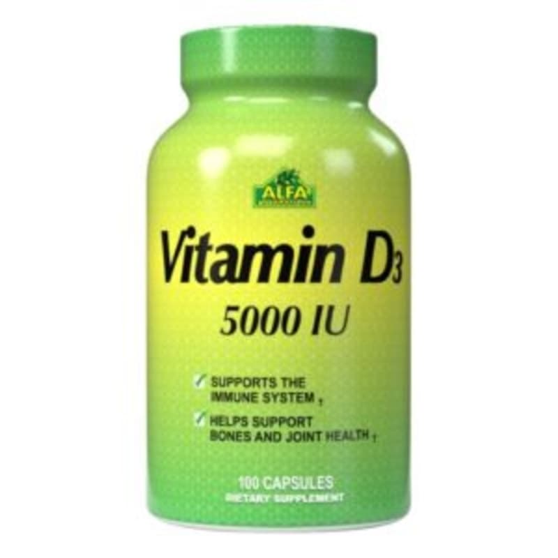Vitamina D3 5000IU 100 Capsulas - ALFA VITAMINS