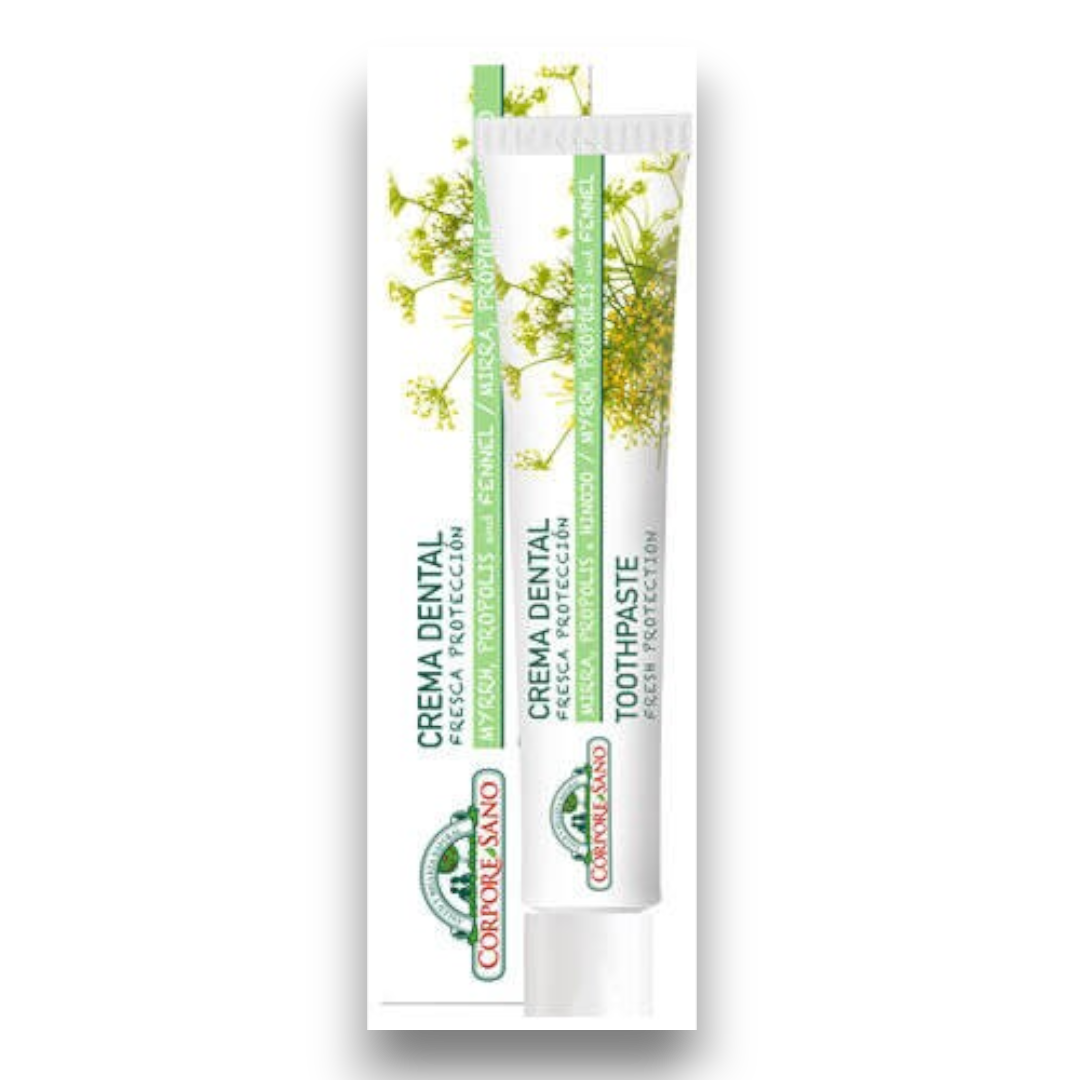 Crema Dental Fresca Protección Mirra, Propolis y Hinojo, 75ml - Corpore Sano