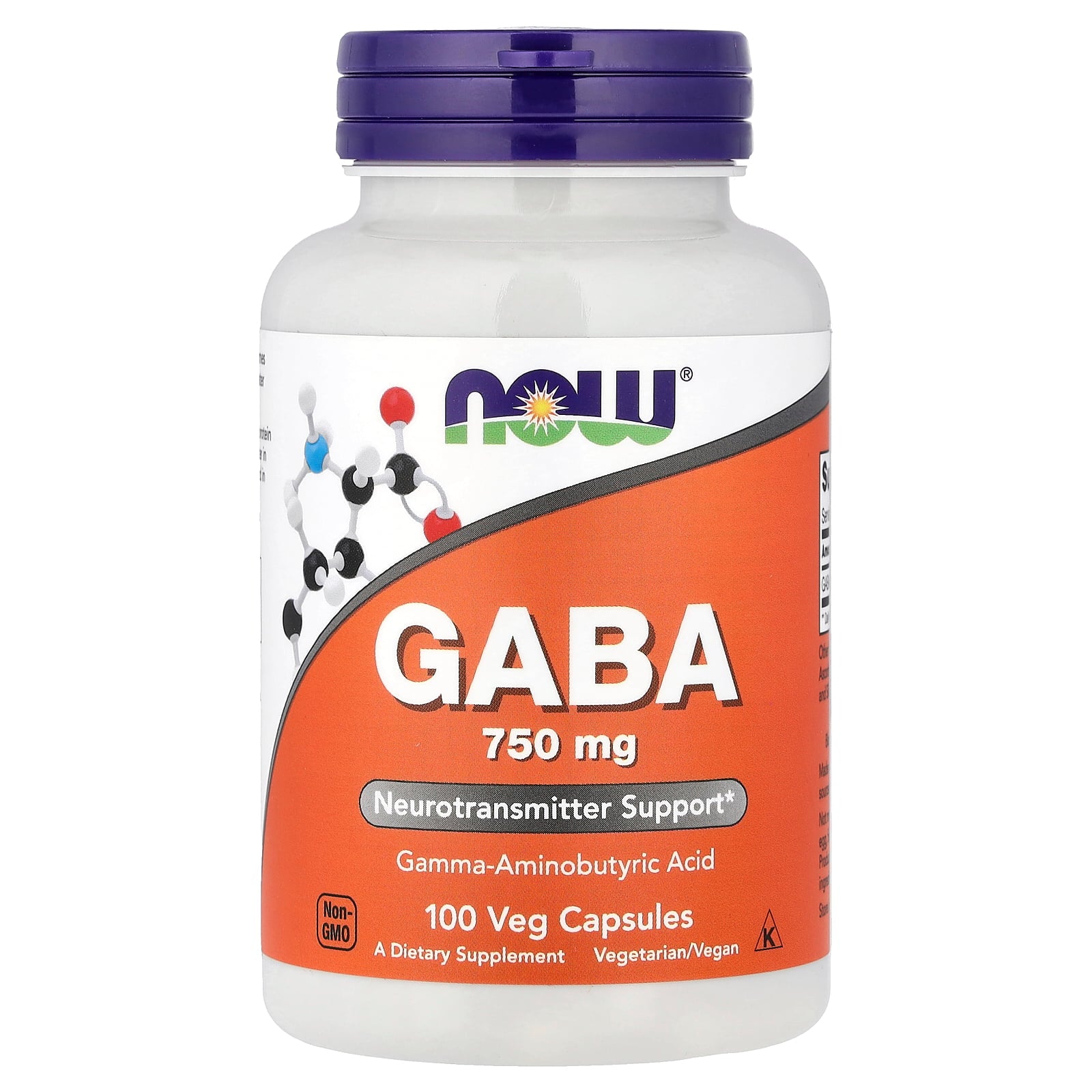 Gaba 750mg 100 Capsulas - NOW Foods