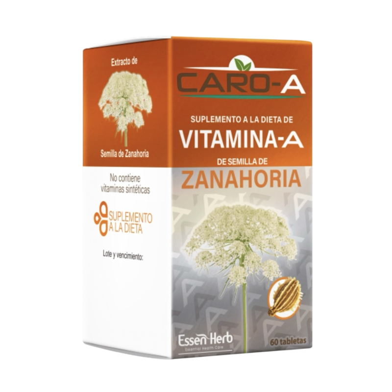 CARO-A® 60 Tabletas – Vitamina A Natural de Semilla de Zanahoria