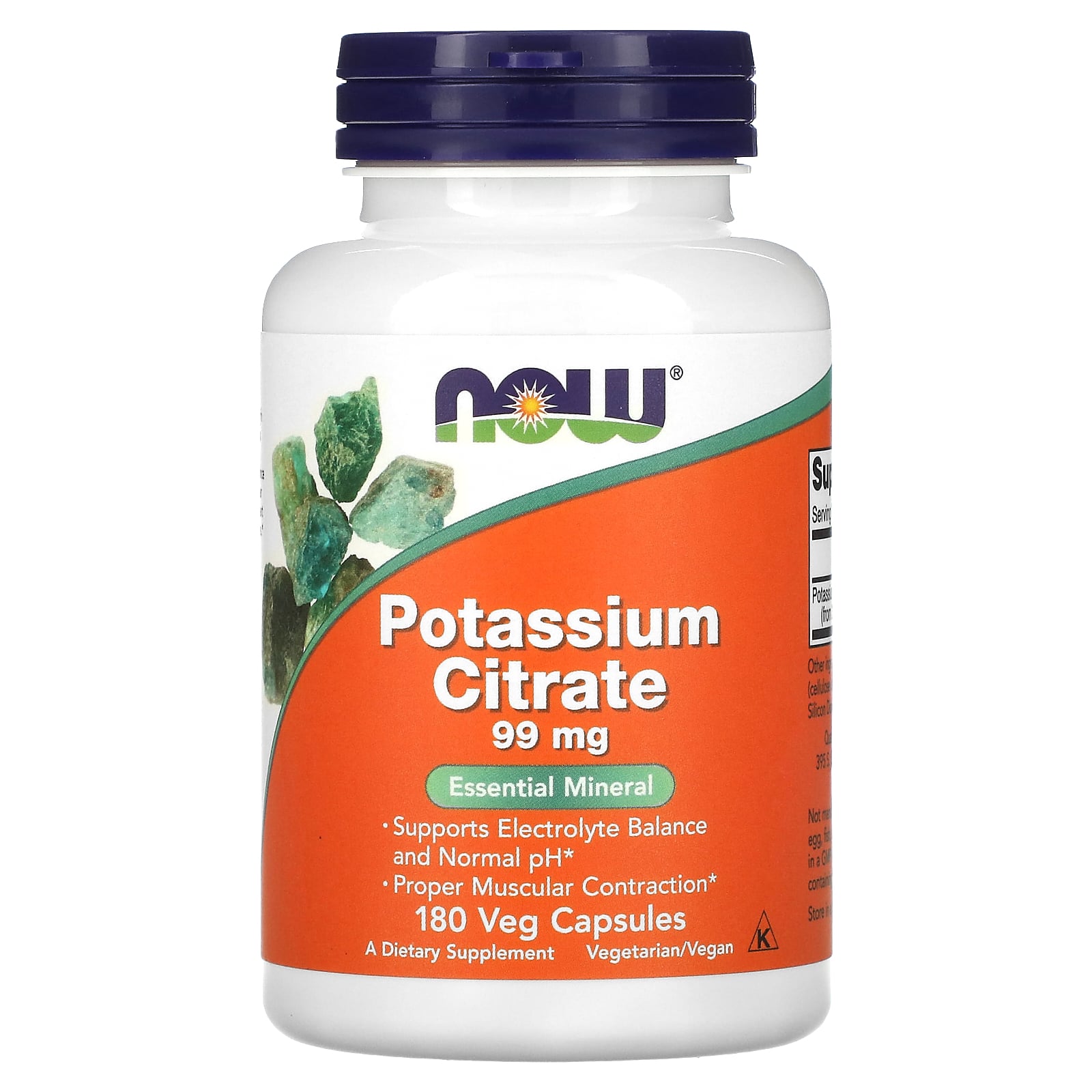 Potassium Citrate 99mg 180 Capsulas Veganas - NOW Foods