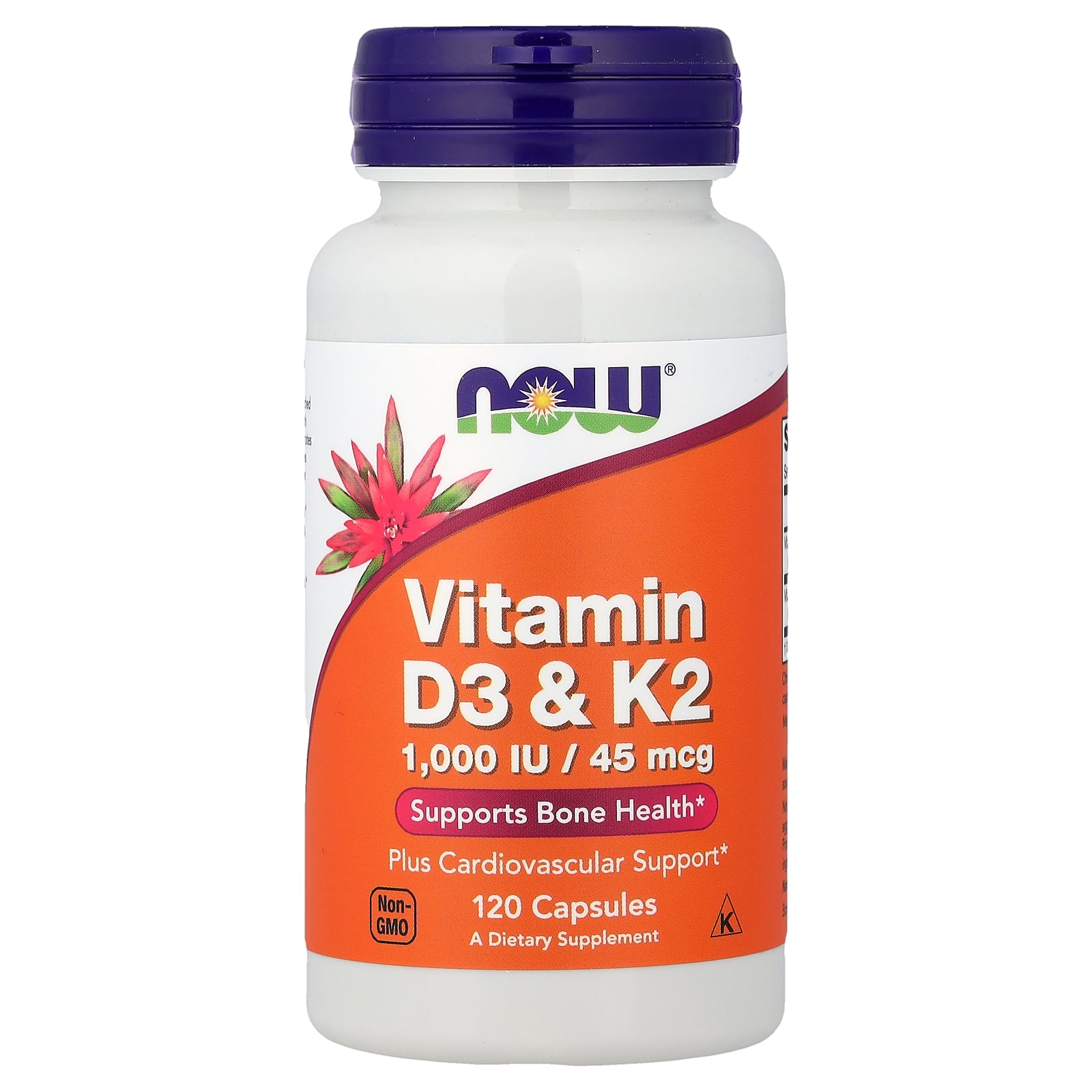 Vitamin D3 y K2 1000UI / 45mcg 120 Capsulas - NOW Foods