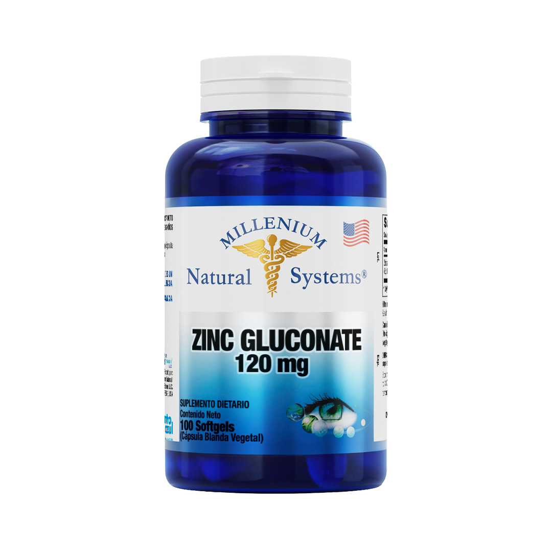 Zinc Gluconate 120mg 100 Softgels - Millenium Natural Systems