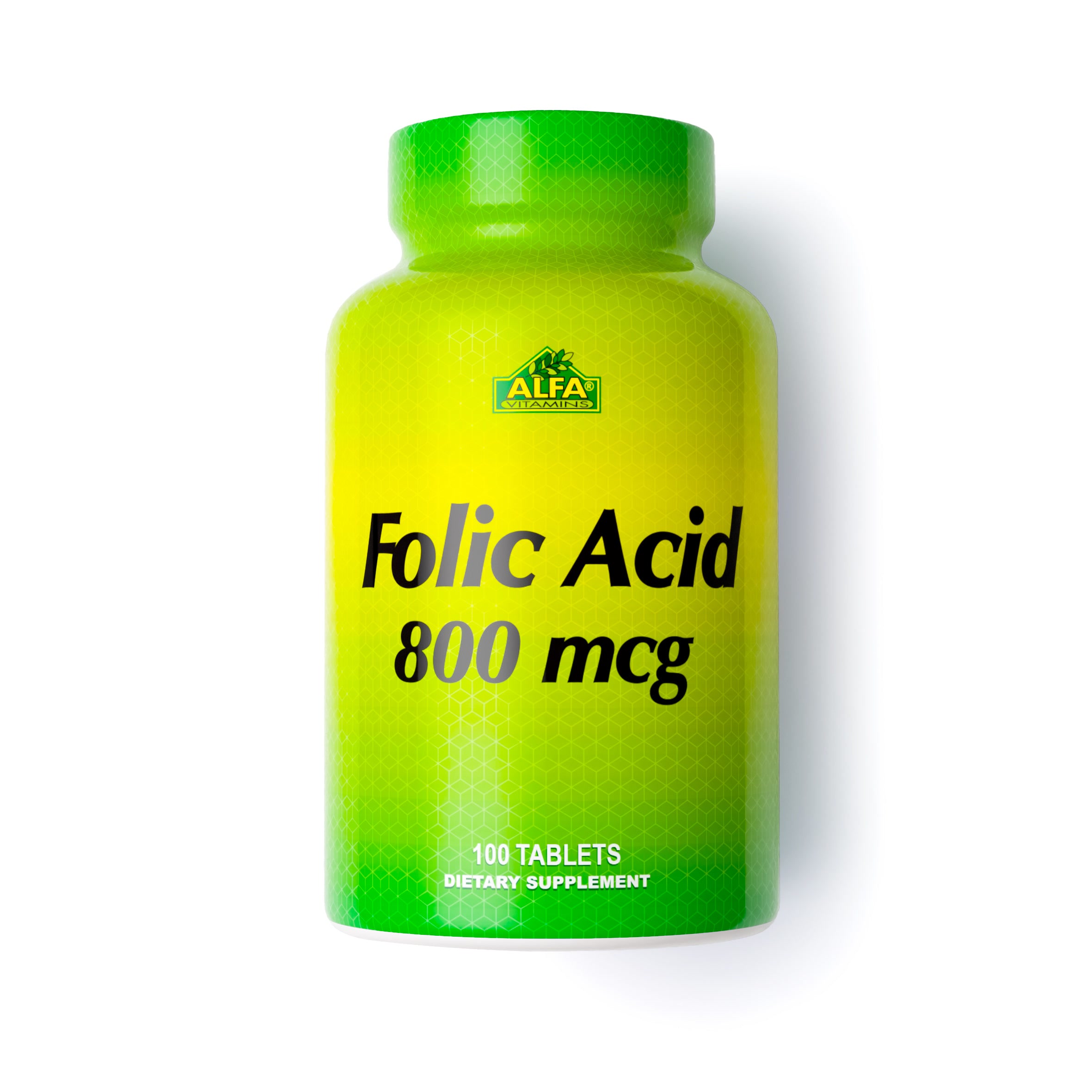 Folic Acid 800mcg 100 Tabletas - ALFA VITAMINS
