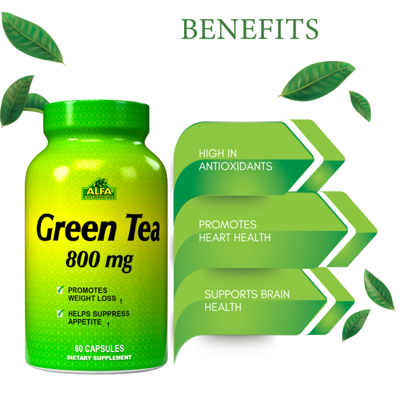 Green Tea 800mg 60 Capsulas - ALFA VITAMINS