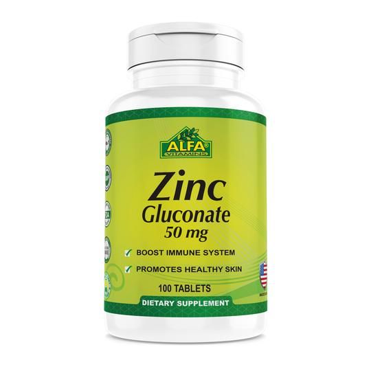 Zinc Gluconate 25mg 100 Tabletas - ALFA VITAMINS