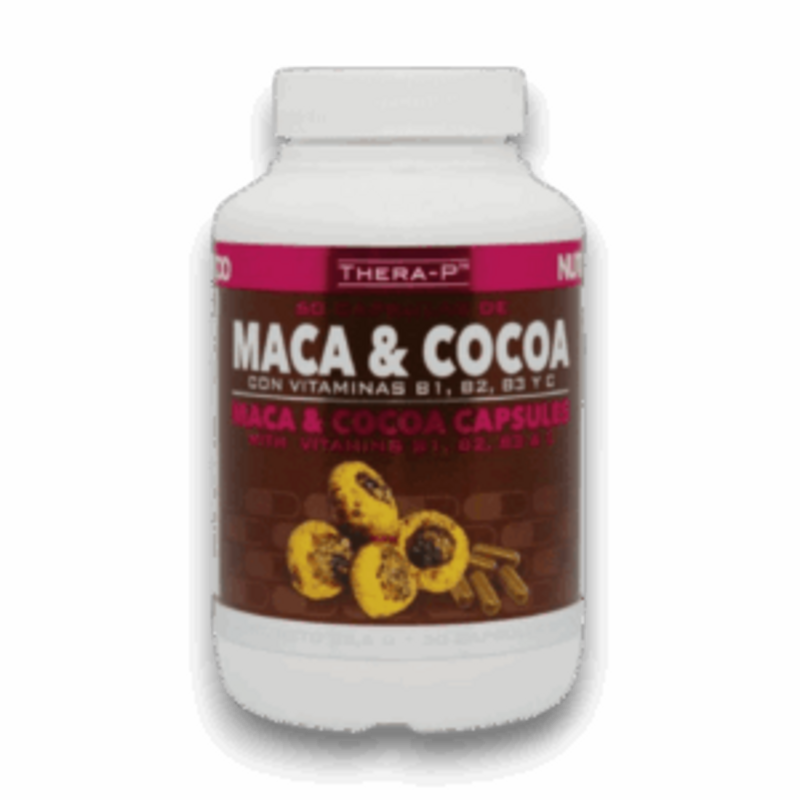 Maca y Cocoa con Vitaminas B1, B2, B3 y C 60 Cápsulas - THERA-P