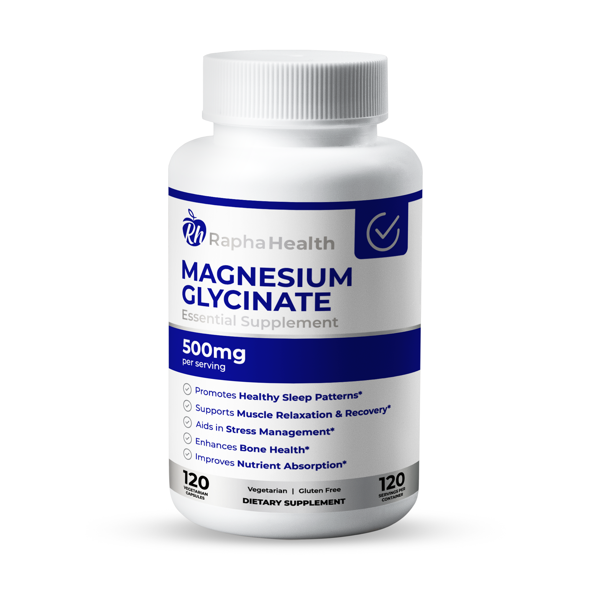Glicinato de Magnesio 1,000mg 120 Cápsulas Vegetarianas - Rapha Health