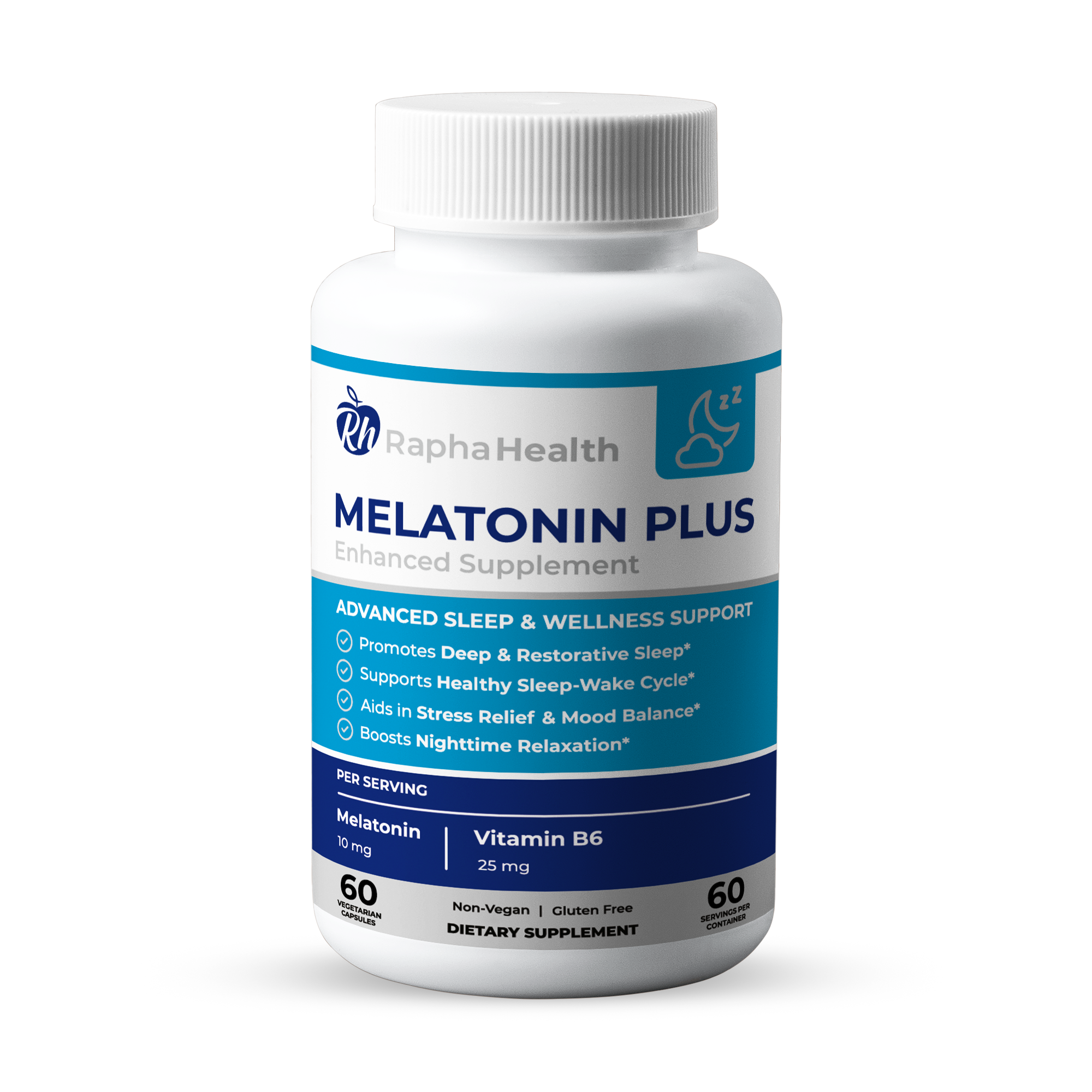 Melatonina Plus con Vitamina B6 120 Cápsulas Vegetarianas - Rapha Health