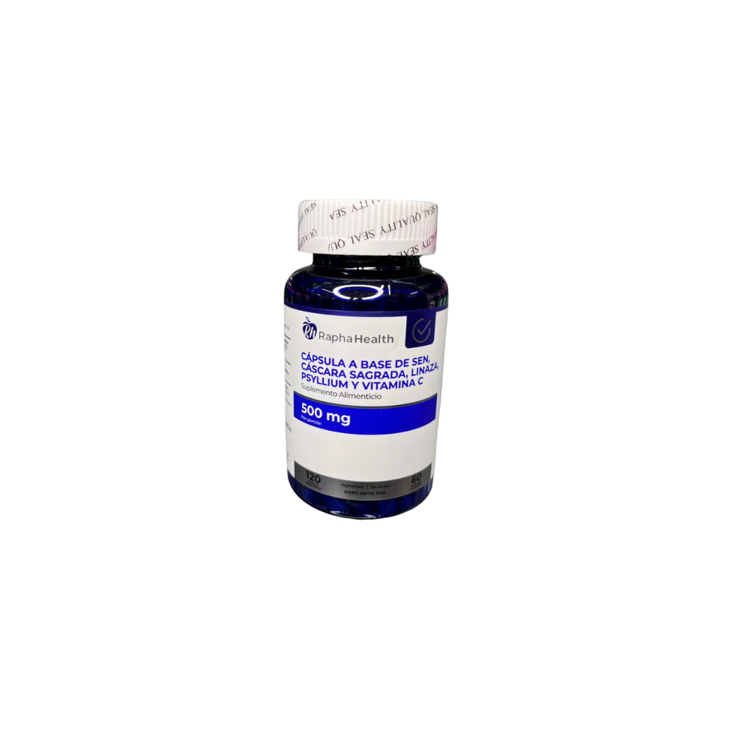 Sen, Cáscara Sagrada, Linaza, Psyllium y Vitamina C 120 Cápsulas Vegetarianas - Rapha Health