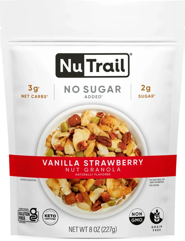 Granola NuTrail - Vanilla Strawberry - Granola de nueces sin azúcar añadida