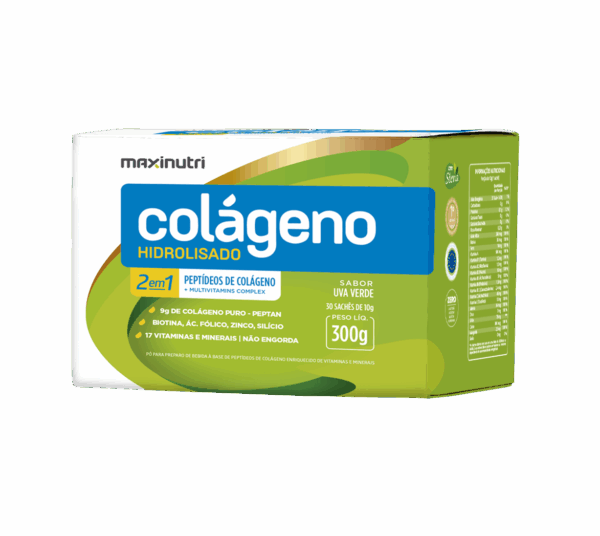 Colágeno Hidrolizado sabor uva verde 30 sobres Maxinutri
