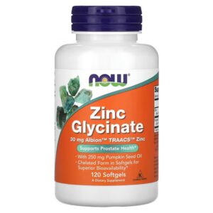 Now Foods – Glicinato de Zinc 120 cápsulas blandas